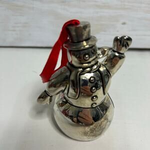 Vintage 1999 Godinger Holiday Silver Plated Waving Snowman Bell